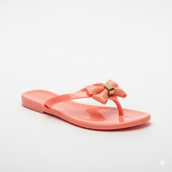 Used Enzo Angiolini Coral Jelly Bow Flip Flops 11 Women's Thong Sandals - Picture 4 of 11